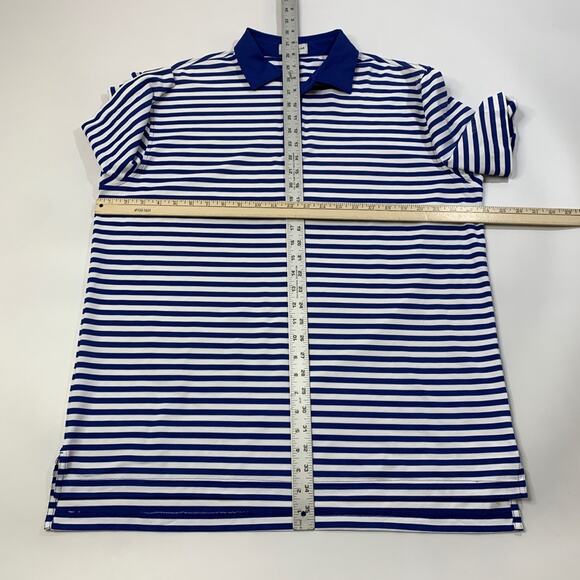 Peter Millar Polo Shirt Mens L Large Royal White Striped Golf The Final Final - Picture 5 of 10